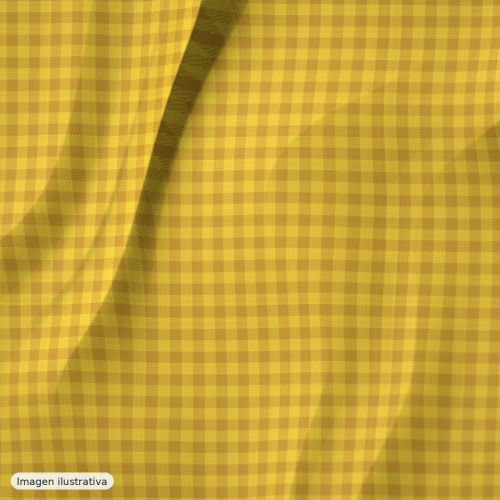 Algodón cuadros vichy amarillo mostaza — 100% algodón
