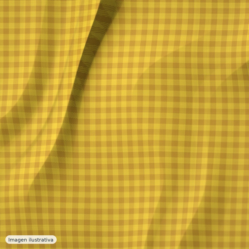 Algodón cuadros vichy amarillo mostaza — 100% algodón