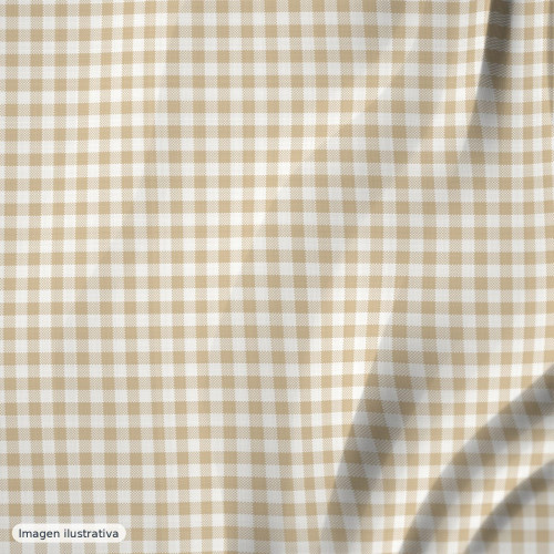 Algodón cuadros vichy beige pequeño — 100% algodón Algodón cuadros vichy beige pequeño — 100% algodón