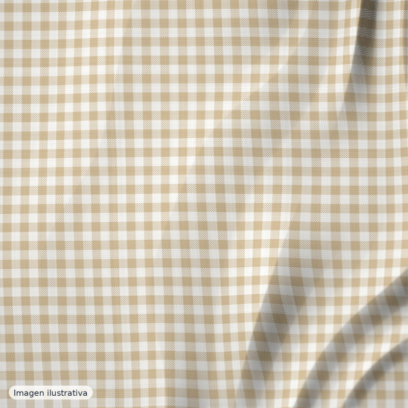 Algodón cuadros vichy beige pequeño — 100% algodón