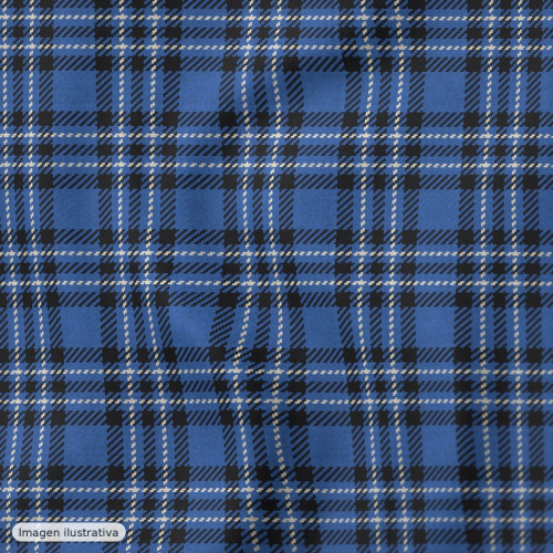 Algodón geométrico cuadros azul — 100% algodón