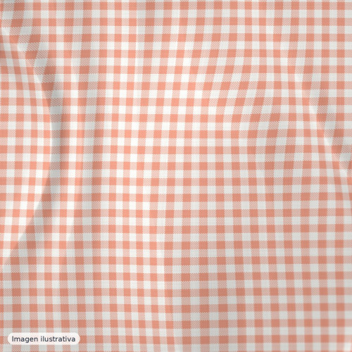 Algodón peinado cuadros vichy salmón 10 mm — 100% algodón