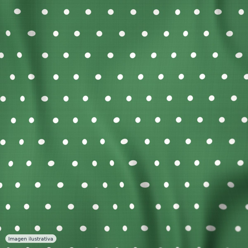 Batista lunar alfiler verde y blanco — 100% algodón