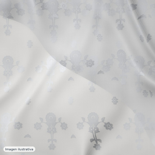 Blonda fantasía rombos plata y malva — 100% poliéster
