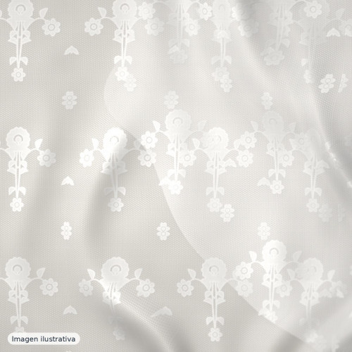 Blonda rebrodé Bridal Garden blanca — 100% poliéster