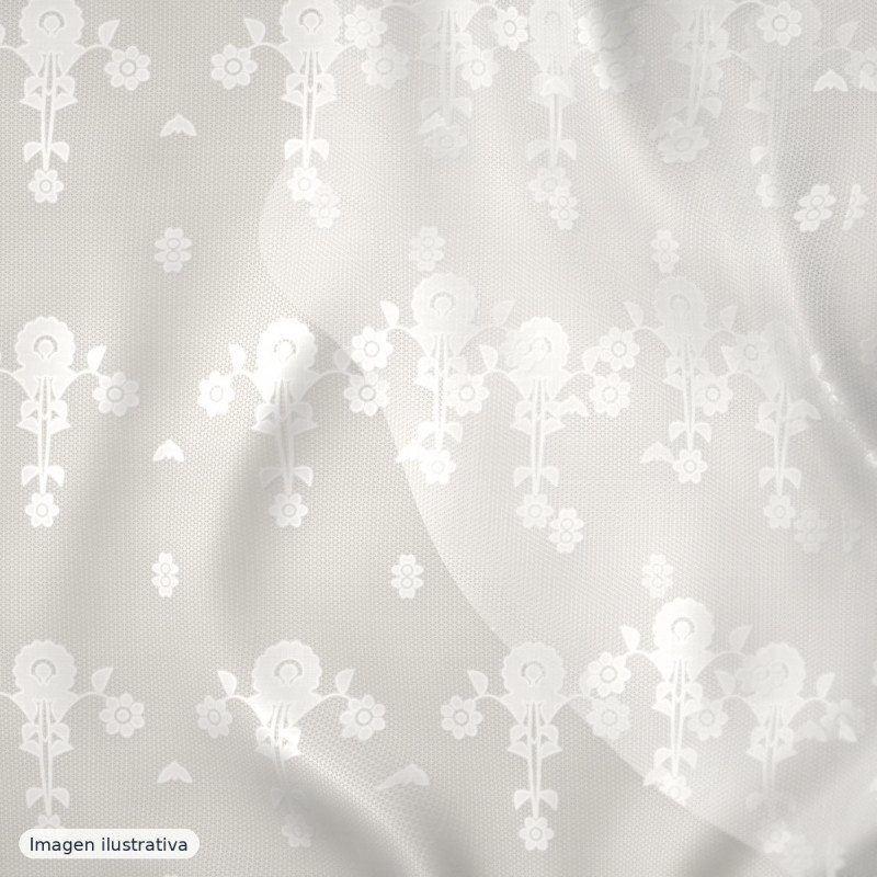 Blonda rebrodé Bridal Garden blanca — 100% poliéster