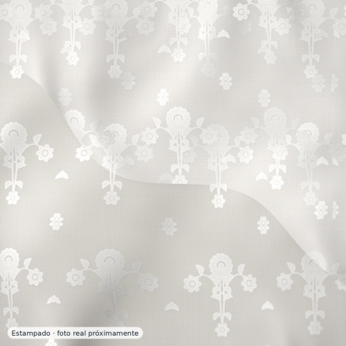 Blonda rebrodé Bridal Garden paisley blanca — 100% poliéster