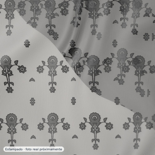 Blonda rebrodé Bridal Garden paisley negra — 100% poliéster