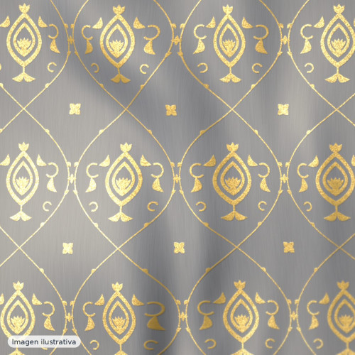Brocado barroco gris oro — 100% poliéster