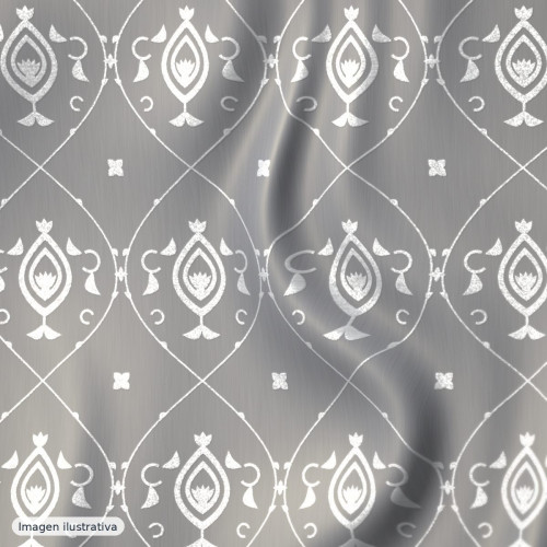 Brocado barroco gris plata — 100% poliéster