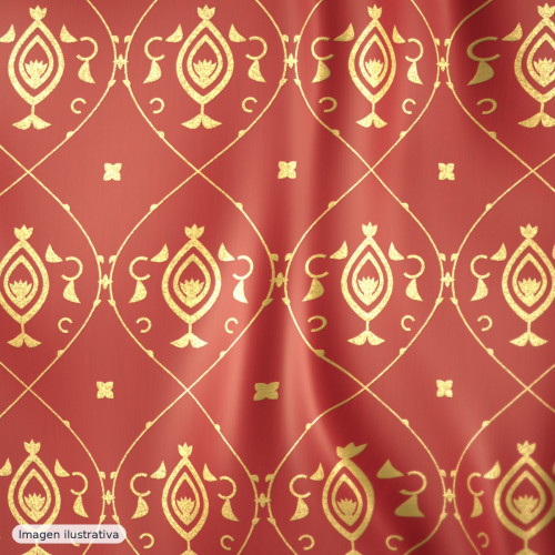 Brocado barroco rojo oro — 100% poliéster