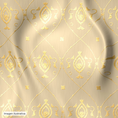 Brocado damasco floral beige y dorado