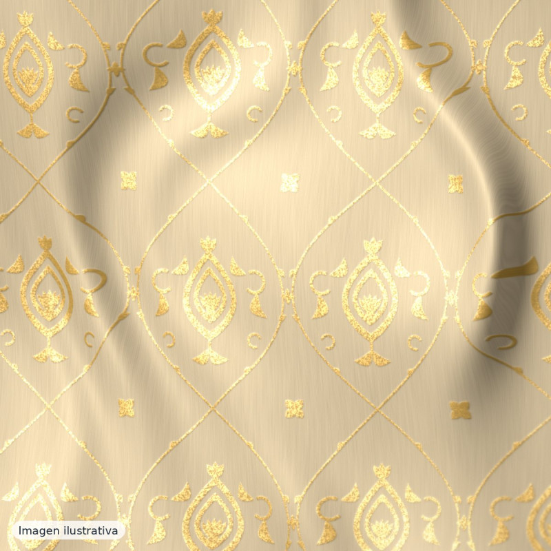Brocado damasco floral beige y dorado