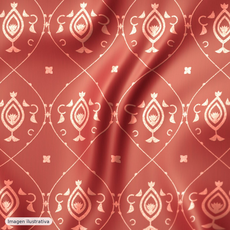 Brocado rojo coral — 100% poliéster