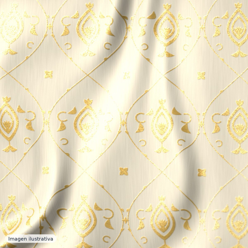 Brocado sacro marfil y oro — 100% poliéster