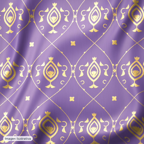 Brocado Versailles amatista y oro — 100% poliéster