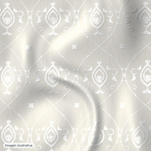 Brocado Versailles perla plata — 100% poliéster