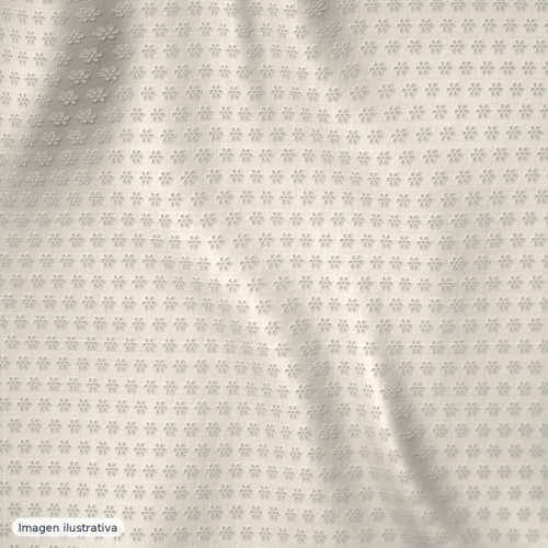 Chantilli bordado con pedrería en cenefa blanco natural — 50% poliéster Chantilli bordado con pedrería en cenefa blanco natural — 50% poliéster