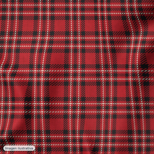 Coralina estampada cuadros escoceses rojo — 100% poliéster Coralina estampada cuadros escoceses rojo — 100% poliéster