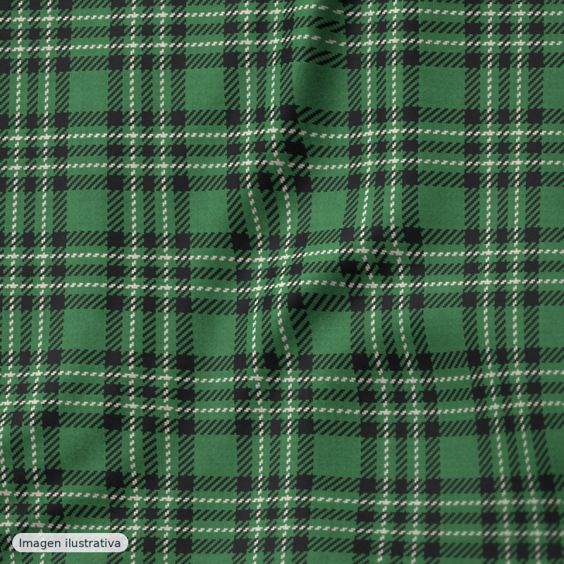 Coralina estampada cuadros escoceses verde — 100% poliéster