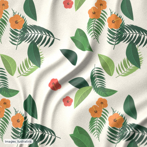 Crepé de China de viscosa estampado tropical — 100% viscosa