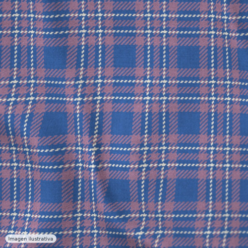 Cuadro de gales lana azul y malva — 50% poliéster