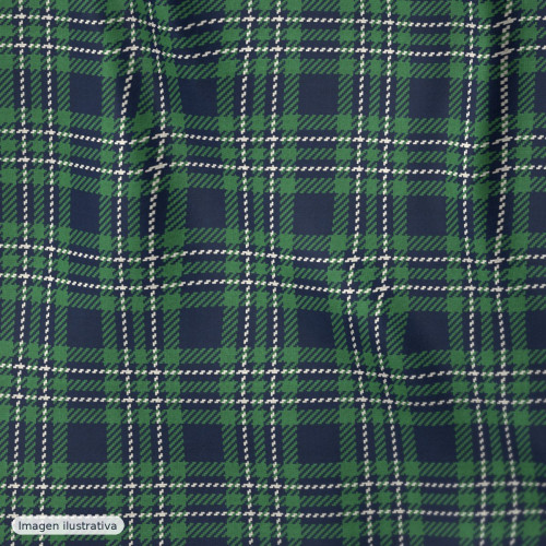 Cuadro escocés fondo marino y verde — 65% poliéster
