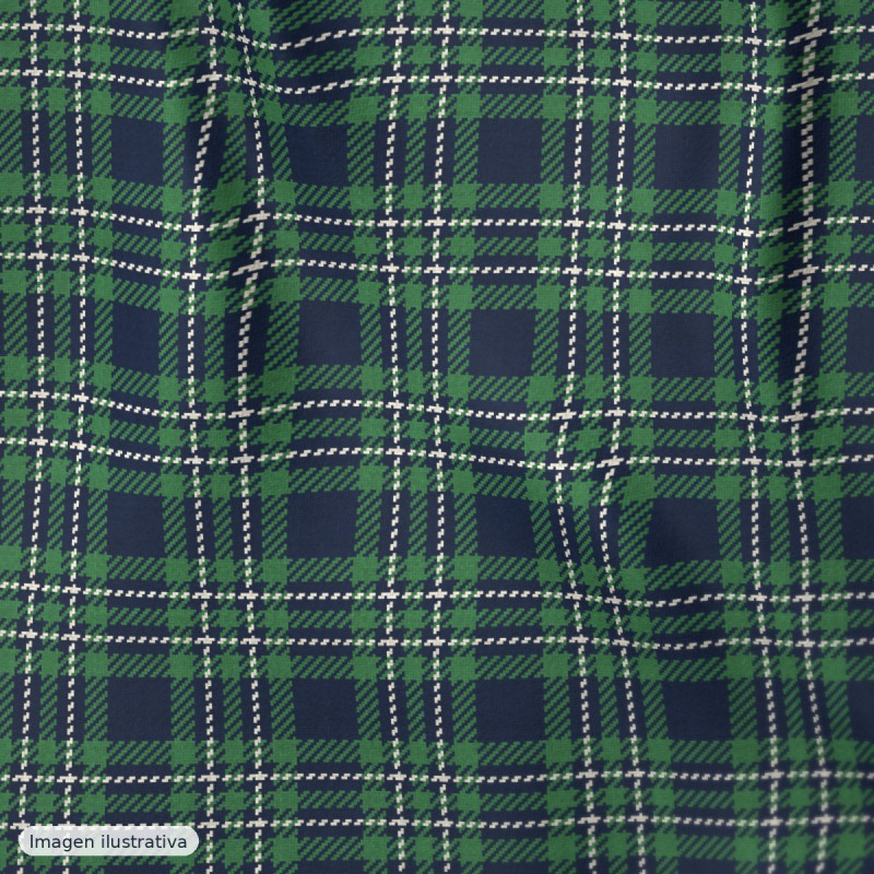 Cuadro escocés fondo marino y verde — 65% poliéster