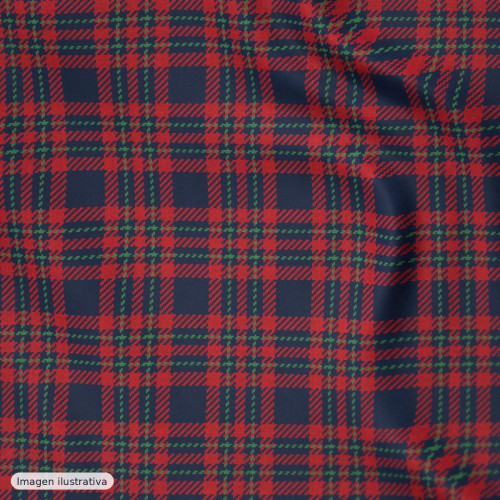 Cuadro escocés marino y rojo y verde — 80% poliéster Cuadro escocés marino y rojo y verde — 80% poliéster