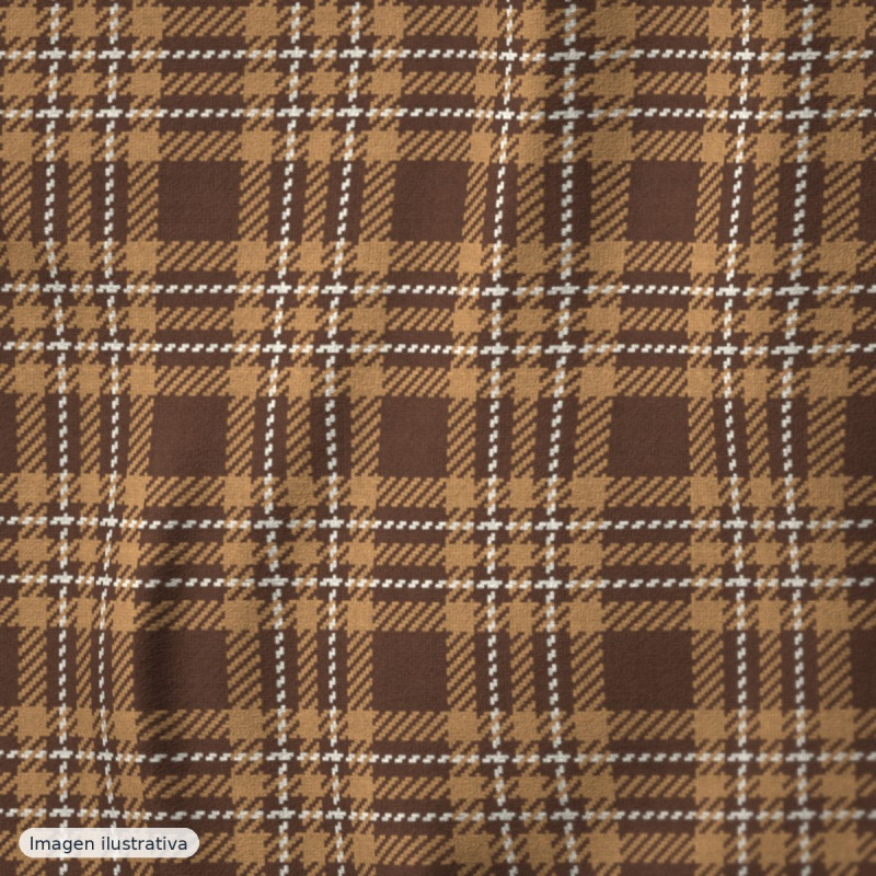Cuadro gales lana marron y camel — 50% poliéster