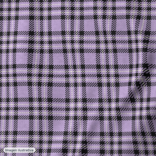 Cuadros cachirulo lila y negro — 65% poliéster