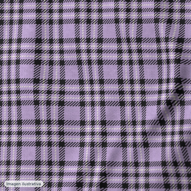 Cuadros cachirulo lila y negro — 65% poliéster