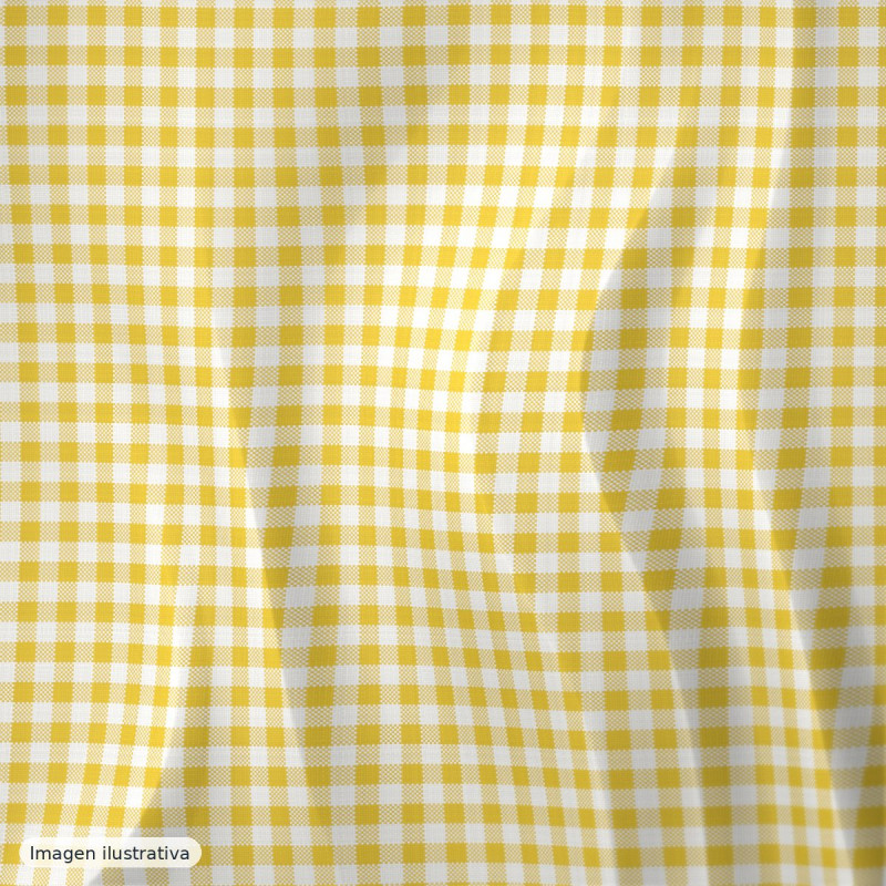 Cuadros vichy amarillo grande 8 mm — 65% poliéster