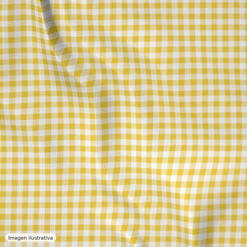 Cuadros vichy amarillo mediano 6 mm — 65% poliéster