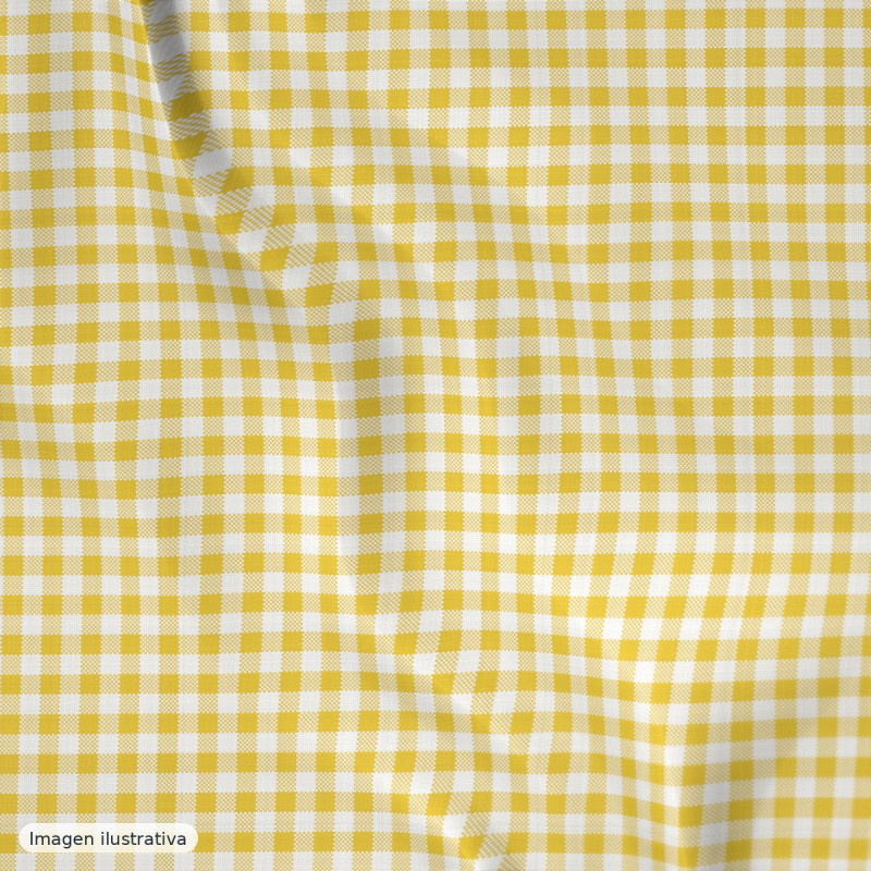 Cuadros vichy amarillo mediano 6 mm — 65% poliéster