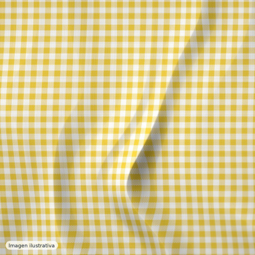 Cuadros vichy amarillo pequeño 4 mm — 65% poliéster