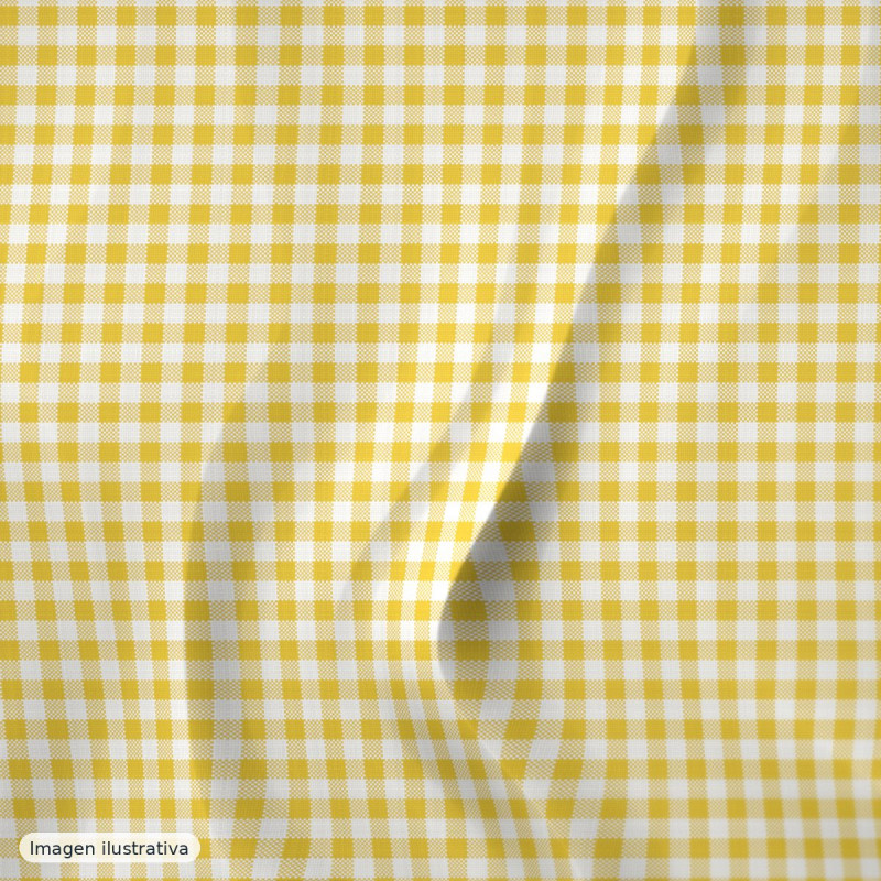 Cuadros vichy amarillo pequeño 4 mm — 65% poliéster