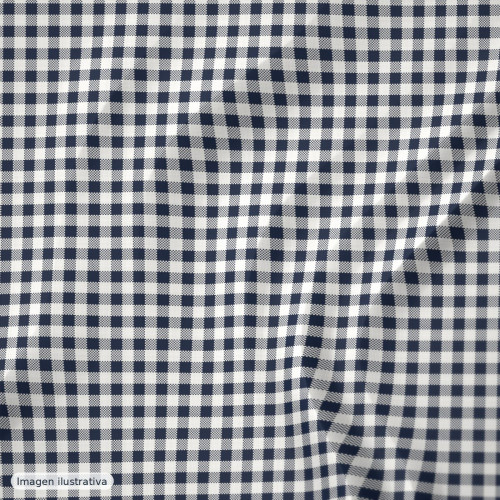 Cuadros vichy azul marino mediano 6 mm — 65% poliéster