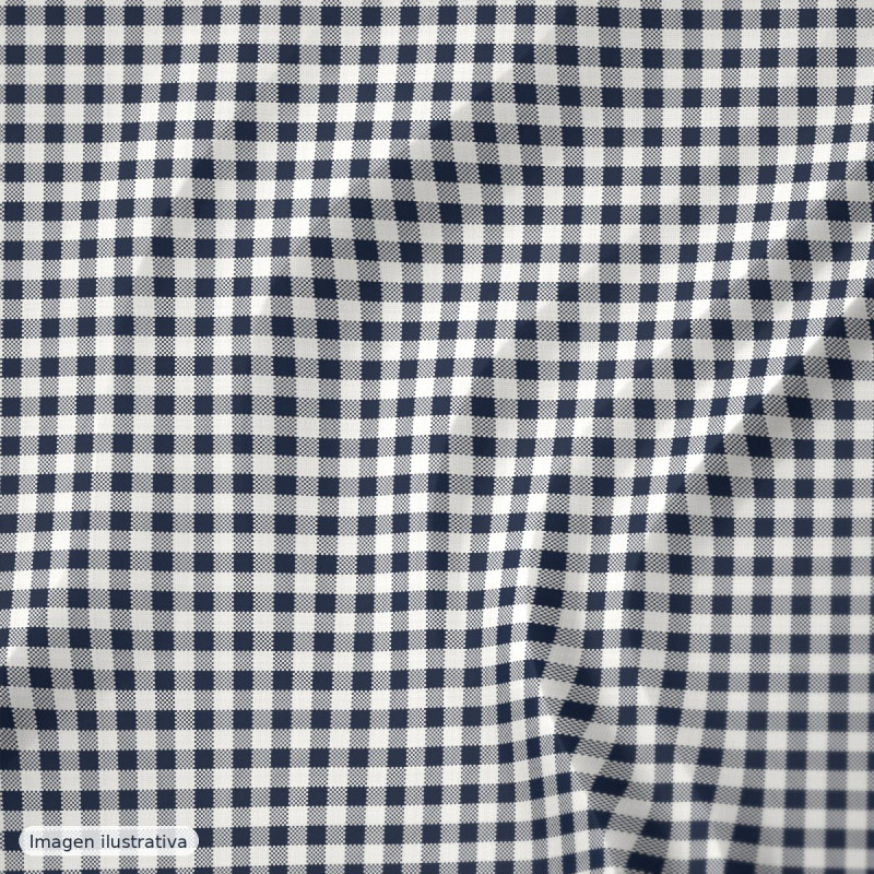 Cuadros vichy azul marino mediano 6 mm — 65% poliéster