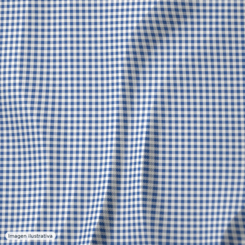 Cuadros vichy azul mini 2 mm — 65% poliéster