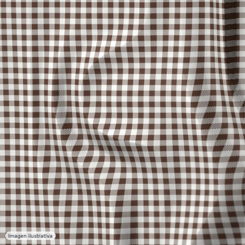 Cuadros vichy marrón grande 8 mm — 65% poliéster