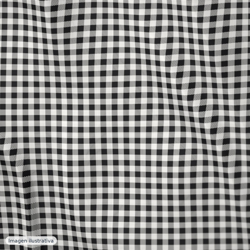 Cuadros vichy negro mediano 6 mm — 65% poliéster