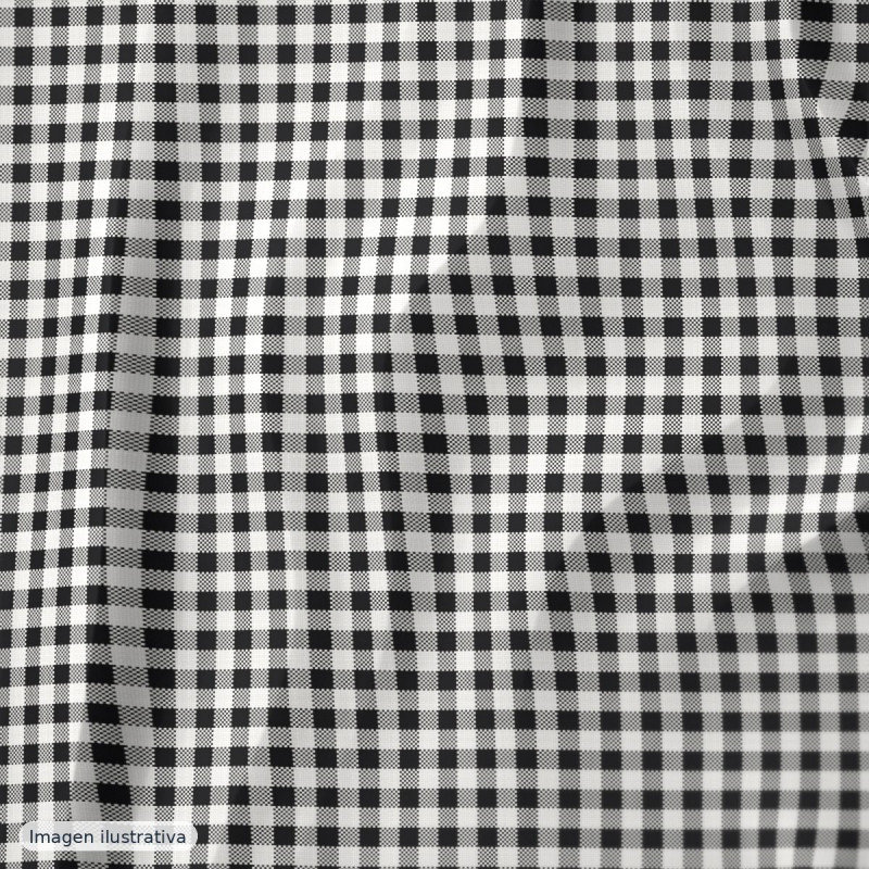 Cuadros vichy negro pequeño 4 mm — 65% poliéster