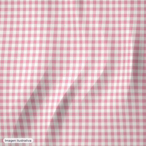 Cuadros vichy rosa mediano 6 mm — 65% poliéster