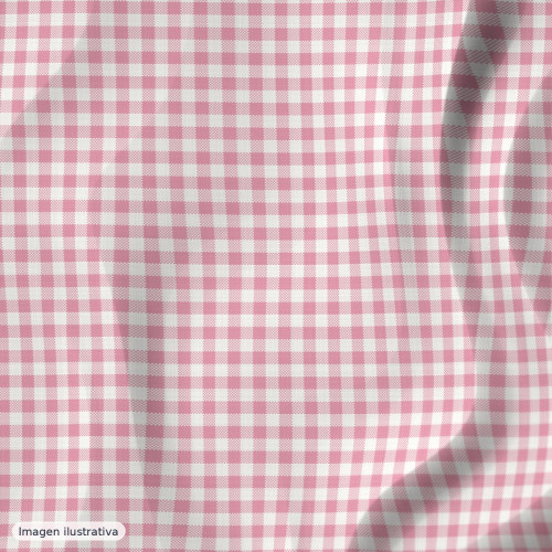Cuadros vichy rosa pequeño 4 mm — 65% poliéster