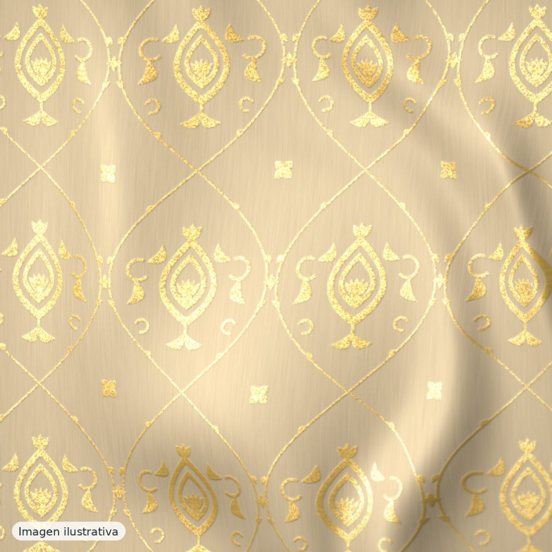 Damasco beige y oro — 63% acetato