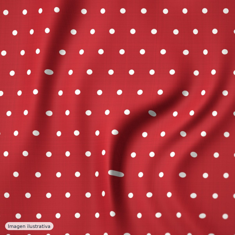 Estampado de flamenca blanco con lunares rojos