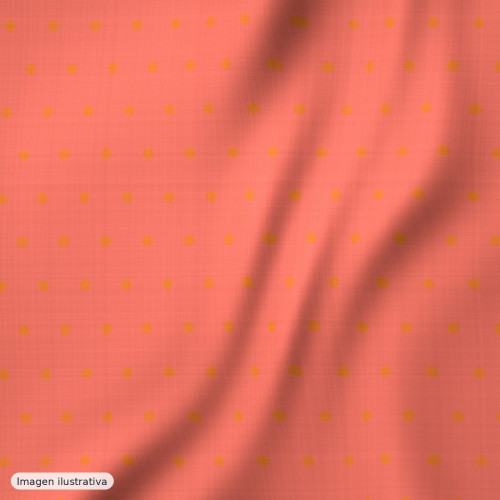 Estampado de flamenca naranja coral con lunares blancos