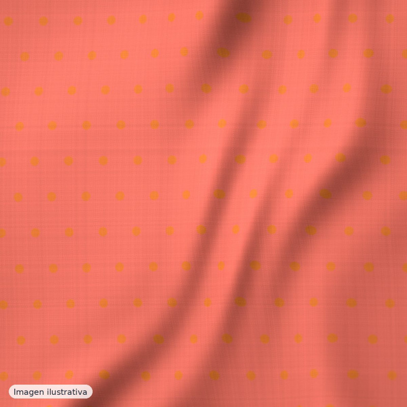 Estampado de flamenca naranja coral con lunares blancos