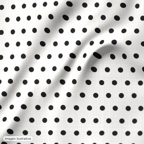 Estampado de flamenca negro con lunares grandes blancos